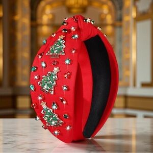 Christmas Headbands Festive Red Headband with Christmas Tree Embellishme…